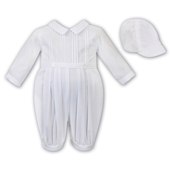 Sarah Louise Boys Christening Romper & Hat 011607